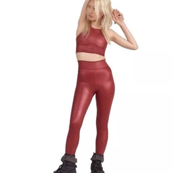 {Adidas by Stella McCartney} Training Shine Leggings in Collegiate Burgundy NWT - Picture 1 of 7